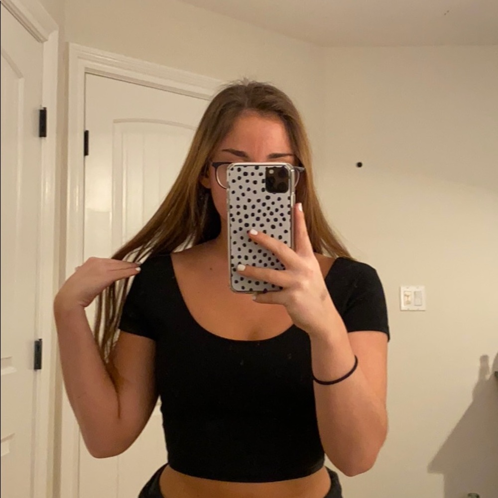 Pacsun LA HEARTS black cropped shoulder top